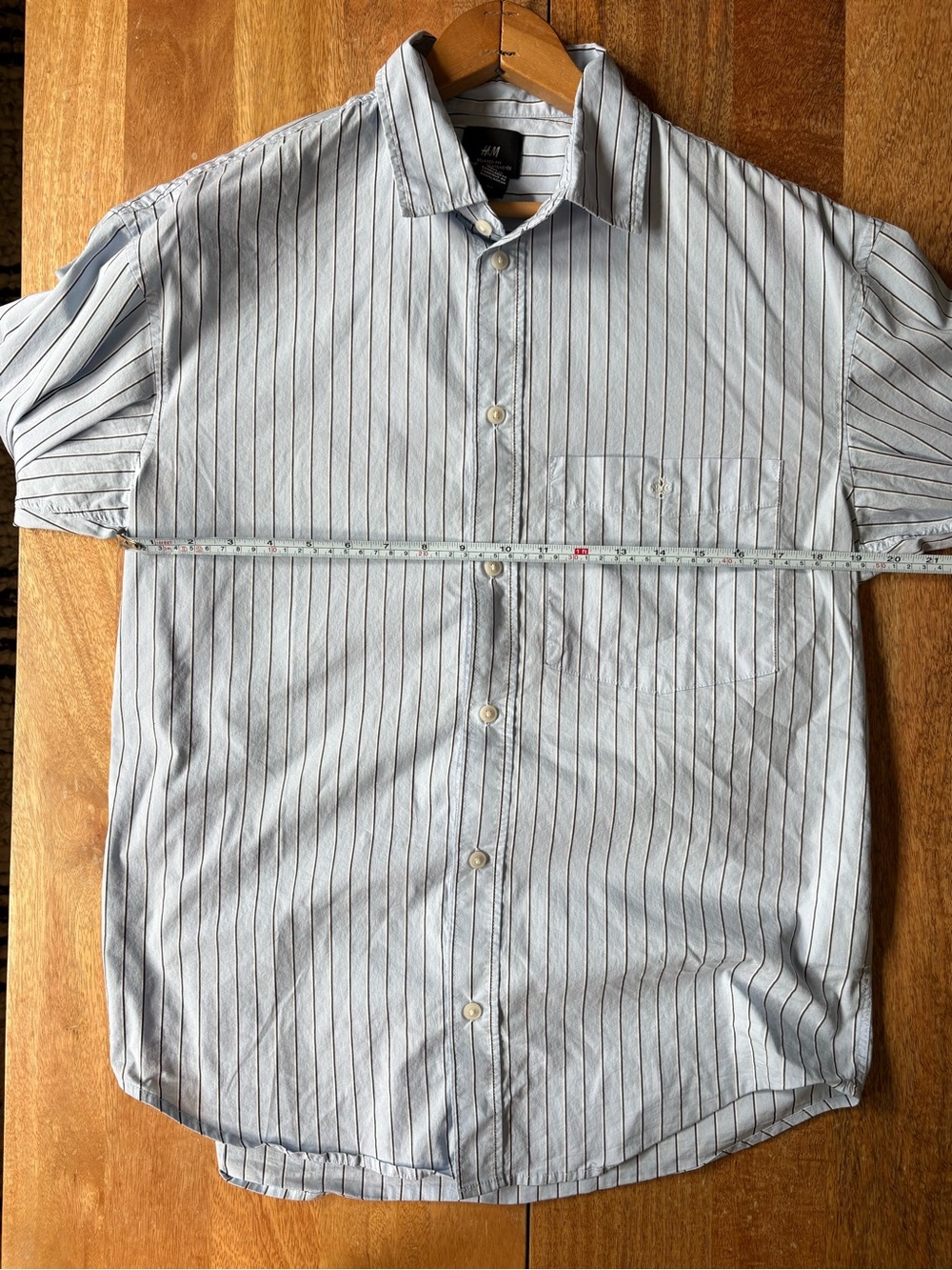H&M Light Blue Striped Button-Down Shirt men’s small - Picture 6 of 7